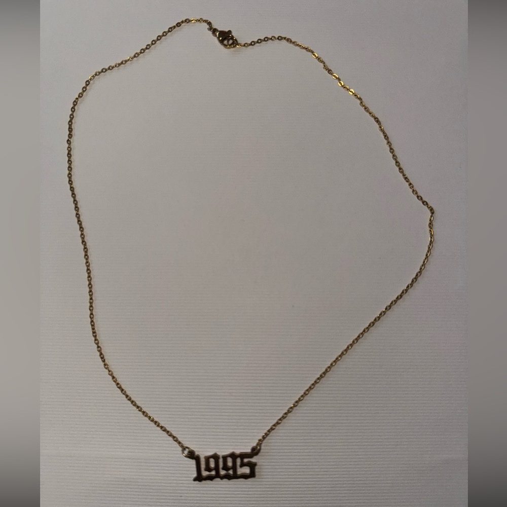 Gold gothic 1995 nameplate necklace